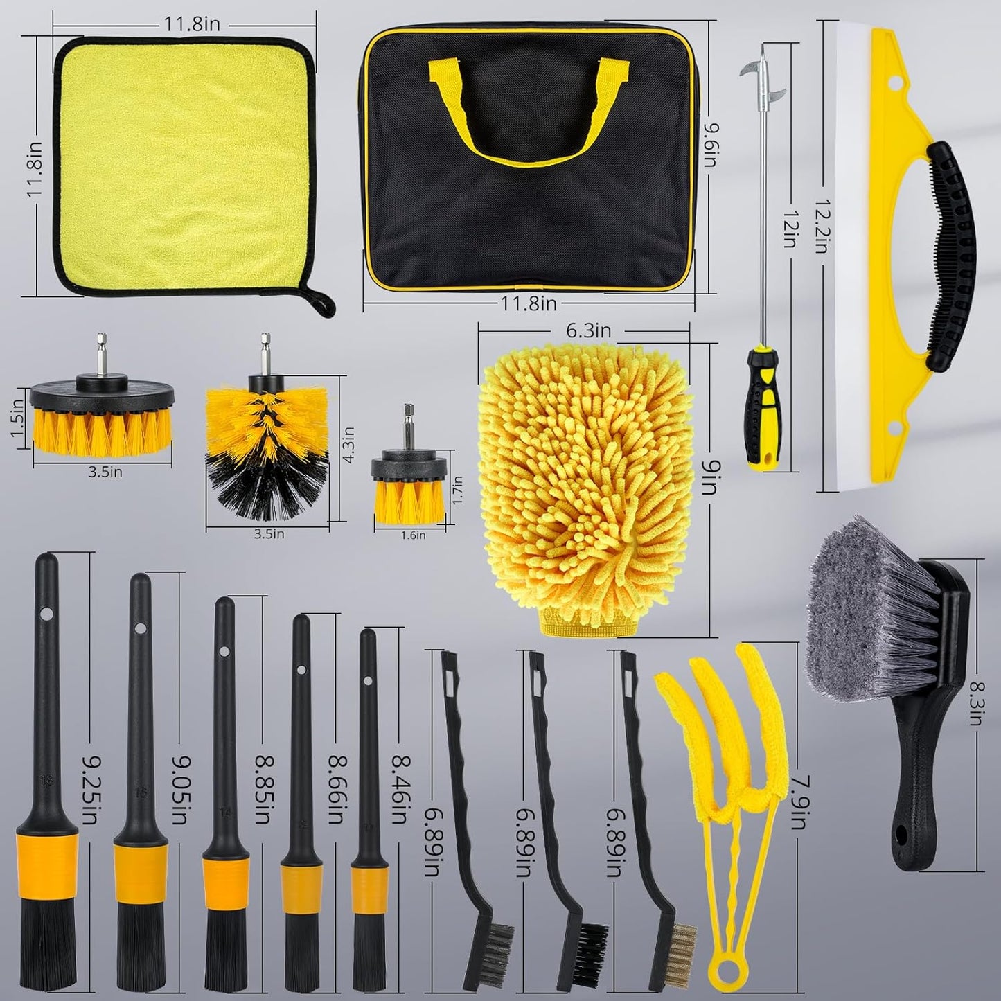 18Pcs Car Cleaning Kit,Car Detailing Kit Interior,Car Interior Detailing Auto Detailing Drill Brush Set for Car Wash Brush Kit Interior Exterior Wheel Cleaning