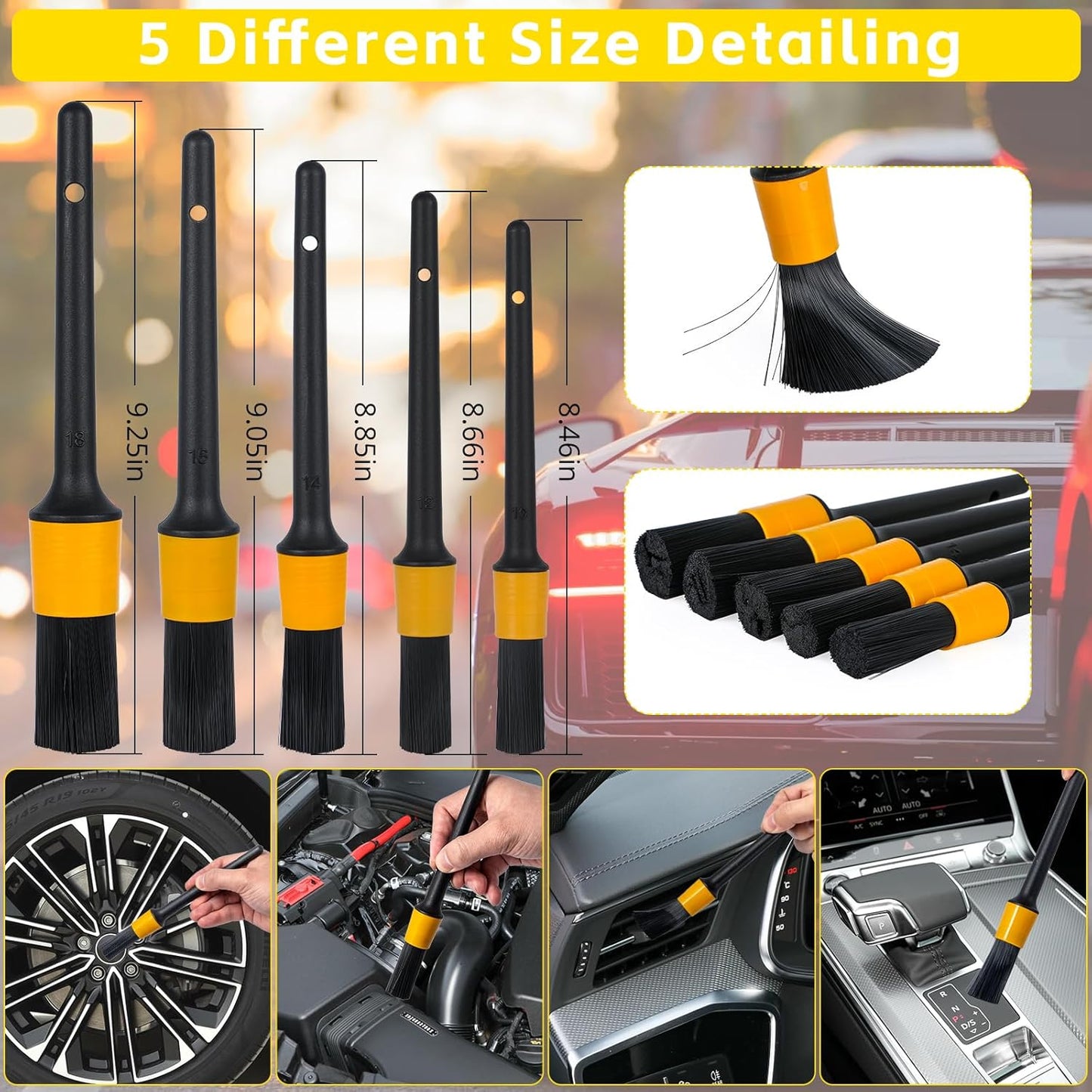 18Pcs Car Cleaning Kit,Car Detailing Kit Interior,Car Interior Detailing Auto Detailing Drill Brush Set for Car Wash Brush Kit Interior Exterior Wheel Cleaning